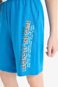 DeFacto 100% Cotton Printed Elastic Waist Pajama Set for Boys - Image 7