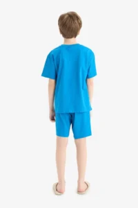 DeFacto 100% Cotton Printed Elastic Waist Pajama Set for Boys - Image 8