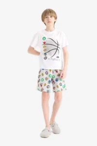DeFacto 100% Cotton NBA Current Teams Elastic Waist Pajama Set Boy - Image 2