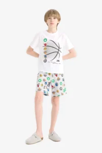 DeFacto 100% Cotton NBA Current Teams Elastic Waist Pajama Set Boy - Image 3