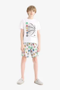 DeFacto 100% Cotton NBA Current Teams Elastic Waist Pajama Set Boy - Image 4
