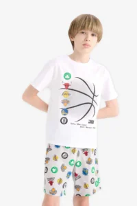 DeFacto 100% Cotton NBA Current Teams Elastic Waist Pajama Set Boy - Image 5