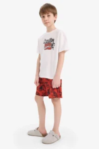 DeFacto 100% Cotton Marvel Comics Elastic Waist Pajama Set Boy - Image 2