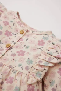 DeFacto Baby Girl Crew Neck Floral Twill Long Sleeve Shirt - Image 2