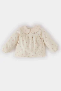 DeFacto Baby Collar Floral Twill Long Sleeve Shirt for Baby Girl