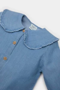 DeFacto Baby Girl Big Collar Jean Look Long Sleeve Shirt - Image 2