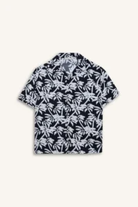 DeFacto Oversize Wide Fit Polo Collar Patterned Short Sleeve Shirt Boy - Image 7