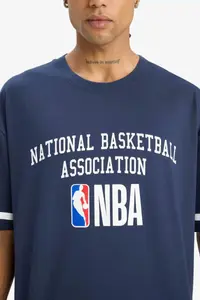 DeFacto 100% Cotton NBA Wordmark Oversize Wide Fit Crew Neck Short Sleeve T-Shirt - Image 8