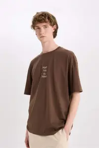 DeFacto 100% Cotton Vikings Valhalla Boxy Fit Crew Neck Back Printed Short Sleeve T-Shirt - Image 5