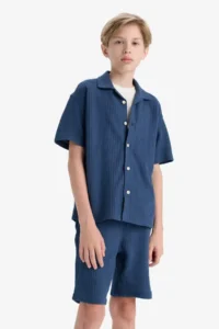 DeFacto Oversize Wide Fit Polo Neck Short Sleeve Shirt Boy - Image 3