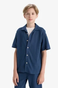 DeFacto Oversize Wide Fit Polo Neck Short Sleeve Shirt Boy - Image 4