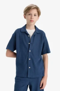 DeFacto Oversize Wide Fit Polo Neck Short Sleeve Shirt Boy - Image 5
