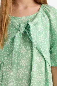 DeFacto Patterned Viscose Short Sleeve Summer Dress Girl - Image 5