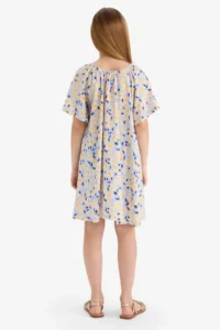 DeFacto Patterned Viscose Short Sleeve Summer Dress Girl - Image 6