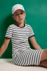 DeFacto Crew Neck Ribbed Camisole Short Sleeve Striped Summer Dress Girls - Image 2