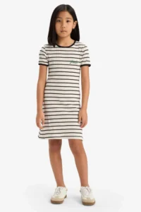 DeFacto Crew Neck Ribbed Camisole Short Sleeve Striped Summer Dress Girls - Image 4
