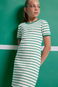DeFacto Crew Neck Ribbed Camisole Short Sleeve Striped Summer Dress Girls - Image 2