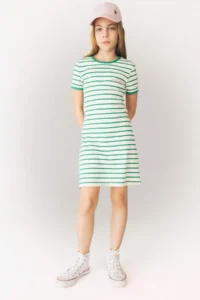 DeFacto Crew Neck Ribbed Camisole Short Sleeve Striped Summer Dress Girls - Image 4