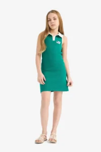 DeFacto Polo Neck Printed Ribbed Camisole Sleeveless Summer Dress Girls - Image 4