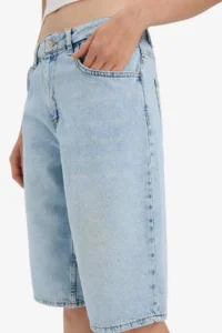 DeFacto 100% Cotton High Waist Jean Bermuda Shorts - Image 8