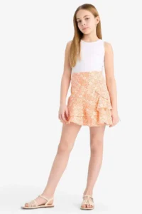 DeFacto Patterned Cotton Salmon Girls' Skirt E4252A8/OG189
