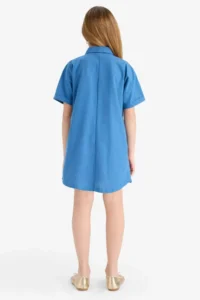 DeFacto Shirt Collar Cotton Short Sleeve Summer Dress Girls - Image 5