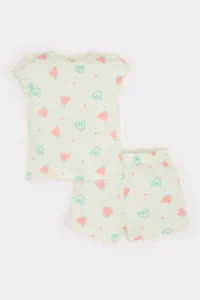 DeFacto 100% Cotton Floral Elastic Waist Pajama Set Baby Girl - Image 2