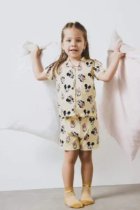 DeFacto Baby Girl Disney Mickey & Minnie Pajama Set Short Sleeve Combed Cotton Elastic Waisted Shorts E4652a525hs - Image 2