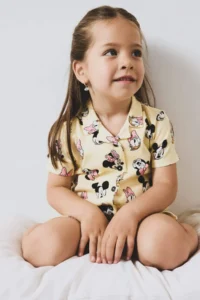 DeFacto Baby Girl Disney Mickey & Minnie Pajama Set Short Sleeve Combed Cotton Elastic Waisted Shorts E4652a525hs - Image 4