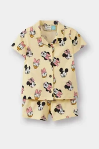 DeFacto Baby Girl Disney Mickey & Minnie Pajama Set Short Sleeve Combed Cotton Elastic Waisted Shorts E4652a525hs - Image 5