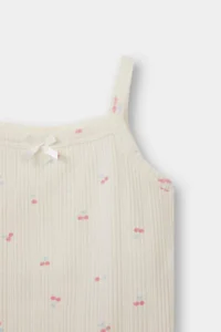 DeFacto Pajama Set Fruit Patterned Strap Ribbed Top Shorts Baby Girl - Image 3