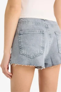 DeFacto 100% Cotton High Waist Cutaway Jean Shorts - Image 8