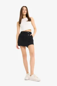 DeFacto High Waist Pocket Mini Black Women's Shorts E4696AX/NM40 - Image 2