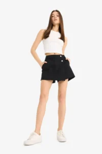 DeFacto High Waist Pocket Mini Black Women's Shorts E4696AX/NM40 - Image 3
