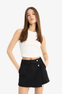 DeFacto High Waist Pocket Mini Black Women's Shorts E4696AX/NM40 - Image 5