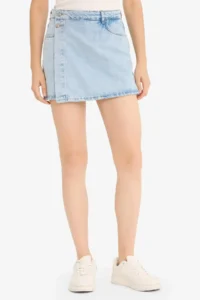 DeFacto 100% Cotton High Waist Pocketed Mini Jean Shorts Skirt - Image 4