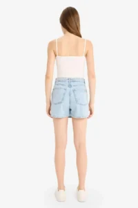 DeFacto 100% Cotton High Waist Pocketed Mini Jean Shorts Skirt - Image 7