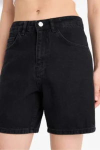 DeFacto 100% Cotton High Waist Jean Bermuda Shorts - Image 5