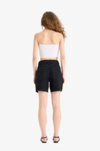 DeFacto 100% Cotton High Waist Jean Bermuda Shorts - Image 6