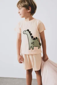 DeFacto 100% Cotton Dinosaur Printed Elastic Waist Pajama Set for Baby Boy - Image 4