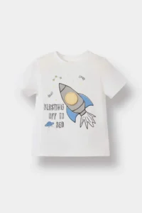 DeFacto 100% Cotton Space Printed Elastic Waist Pajama Set Baby Boy - Image 2