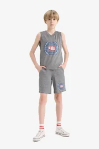 DeFacto NBA Wordmark Elastic Waist Shorts Boy - Image 3
