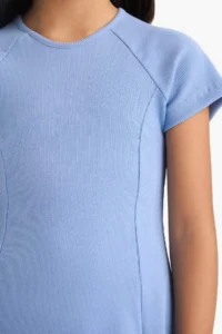 DeFacto Crew Neck A-Line Basic Straight Ribbed Camisole Short Sleeve Summer Dress Girl Child - Image 3