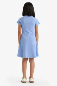 DeFacto Crew Neck A-Line Basic Straight Ribbed Camisole Short Sleeve Summer Dress Girl Child - Image 4