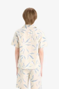 DeFacto Oversize Wide Fit Polo Neck Poplin Short Sleeve Shirt Boy - Image 7