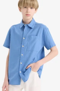 DeFacto Oversize Wide Fit Polo Neck Short Sleeve Shirt Boy - Image 2