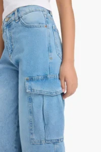 DeFacto Wide Leg Cargo Wide Leg Jean Trousers Girls - Image 6