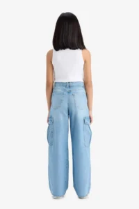 DeFacto Wide Leg Cargo Wide Leg Jean Trousers Girls - Image 7