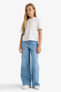 DeFacto Wide Leg Light Blue Girl's Jean Trousers E5881A8/NM39 - Image 2