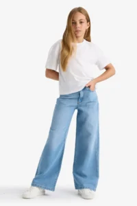 DeFacto Wide Leg Light Blue Girl's Jean Trousers E5881A8/NM39 - Image 3